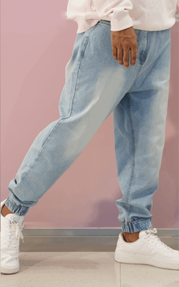 Sarouel Denim Wassat bleu clair, vue de côté