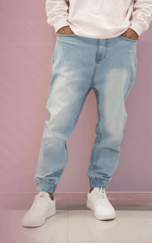 Sarouel Denim Wassat bleu clair, vue de face