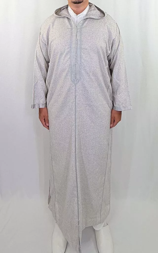Djellaba homme hiver, coloris gris, vue de face