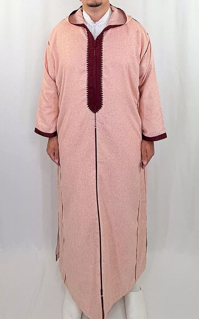 Djellaba homme hiver, coloris saumon, vue de face