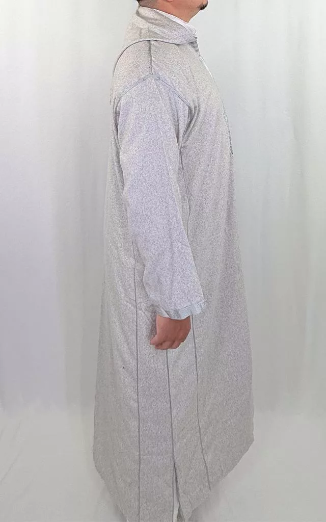 Djellaba homme hiver, coloris gris, vue de côté