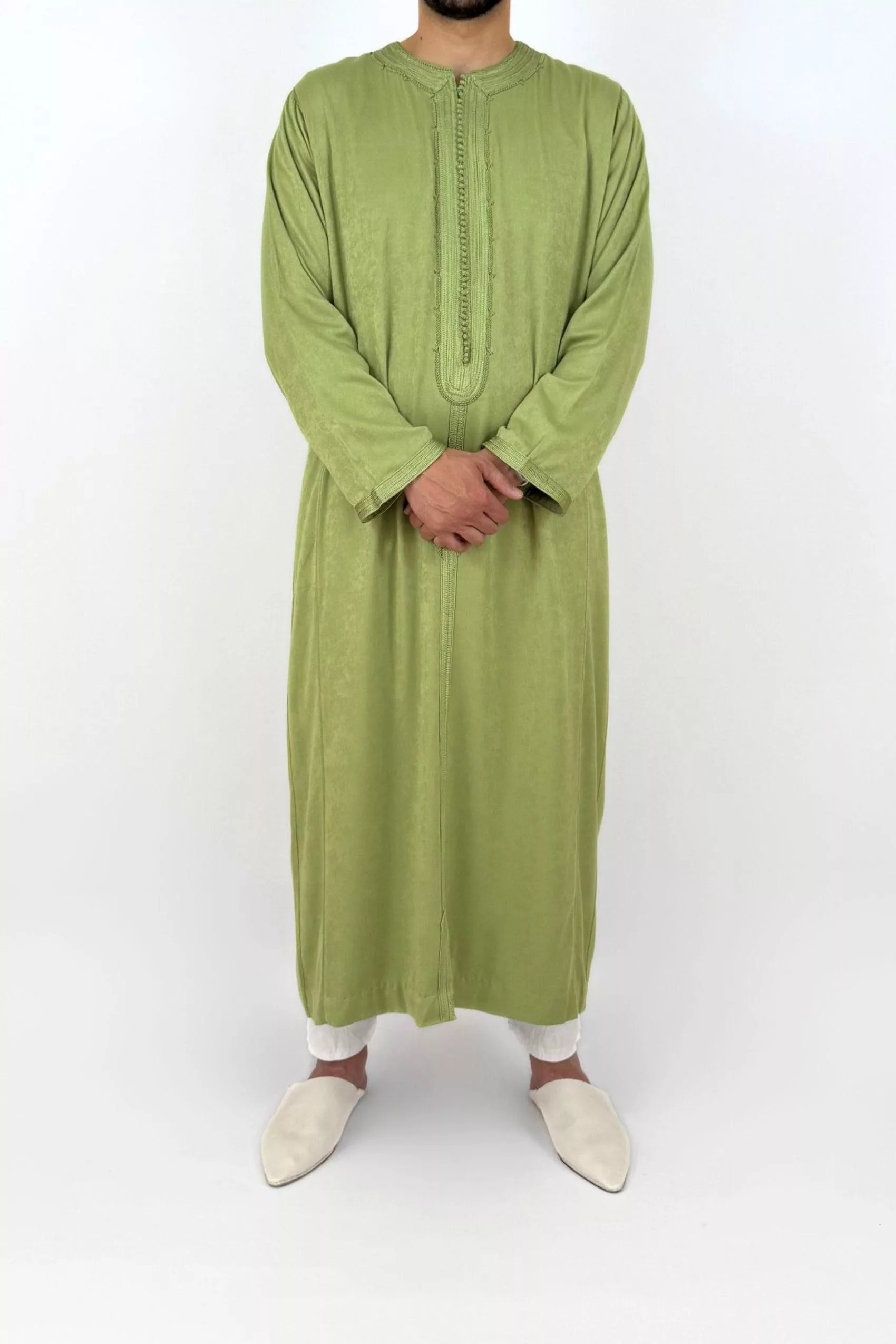 Caftan homme, coloris vert, vue de face
