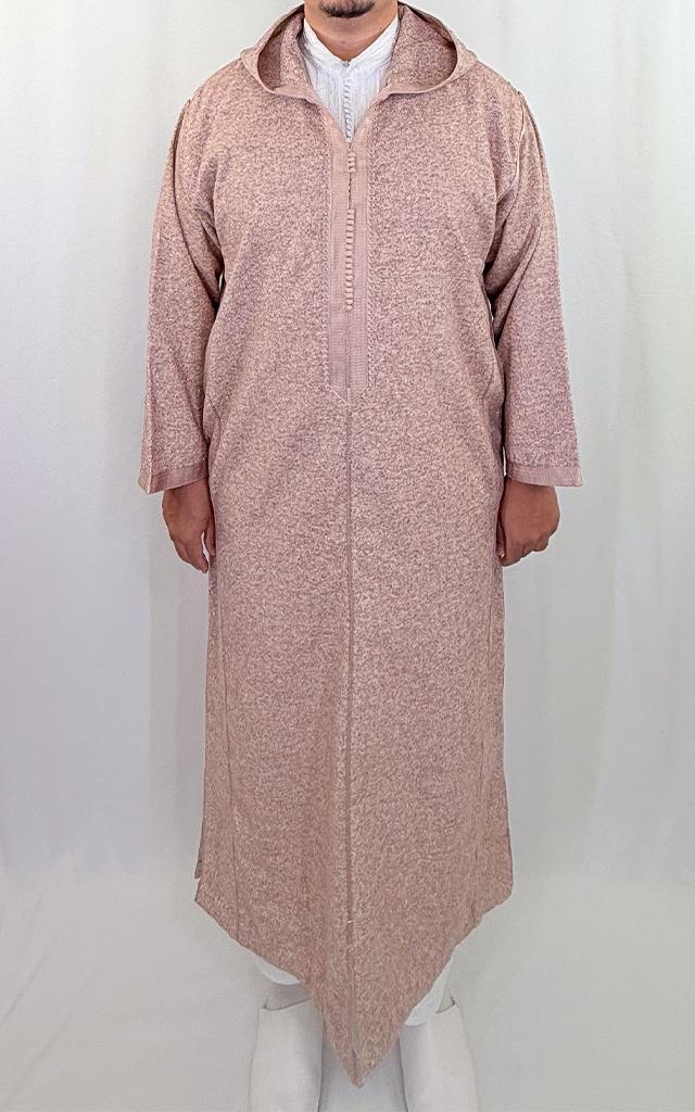 Djellaba homme hiver, coloris rouge, vue de face