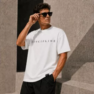 T-shirt oversize DISCIPLINE blanc ZAFYR, vue portée homme
