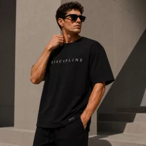T-shirt oversize DISCIPLINE noir ZAFYR, vue portée homme